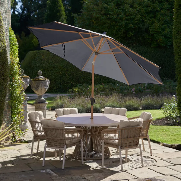Dark Grey Fabric 3m Round Garden Centre Pole Parasol
