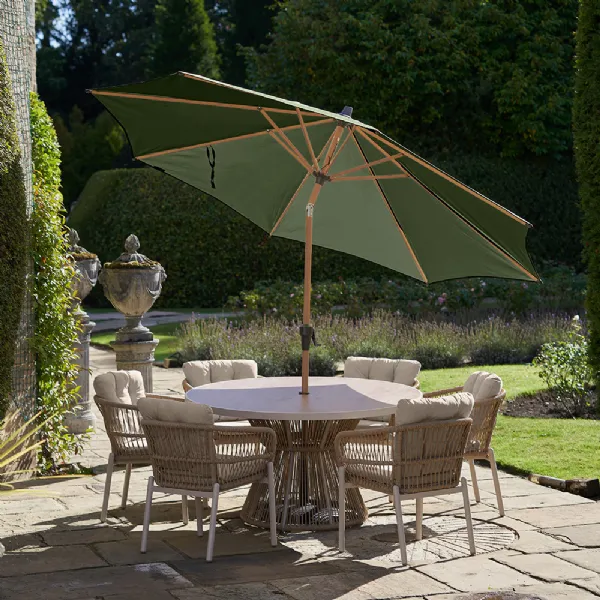 Olive Green Fabric 3m Round Garden Centre Pole Parasol
