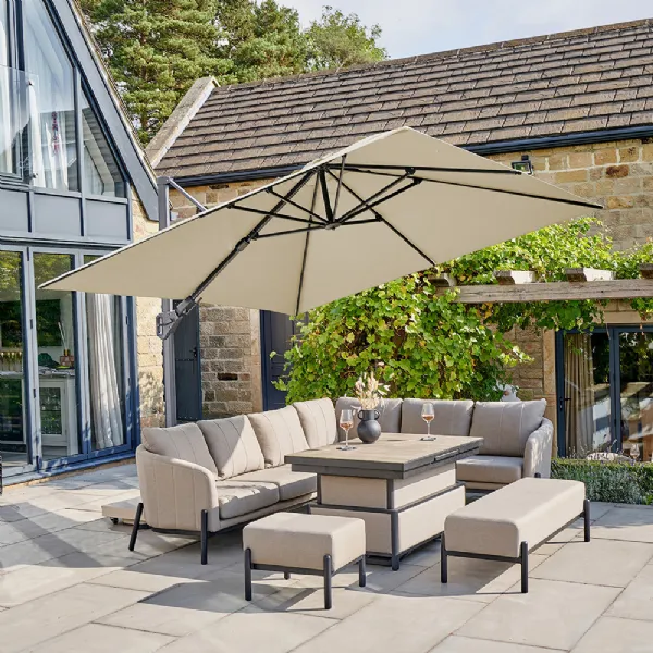 Champagne Fabric 3m Square Premium Cantilever Parasol
