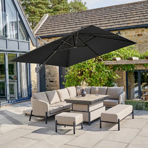 Faded Black Fabric 3m Square Premium Cantilever Parasol
