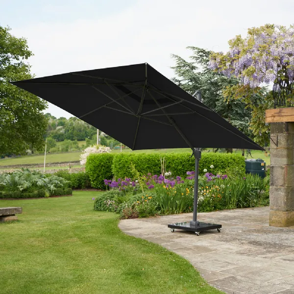 Black Fabric Rectangular 3.5 x 2.6m Outdoor Cantilever Parasol