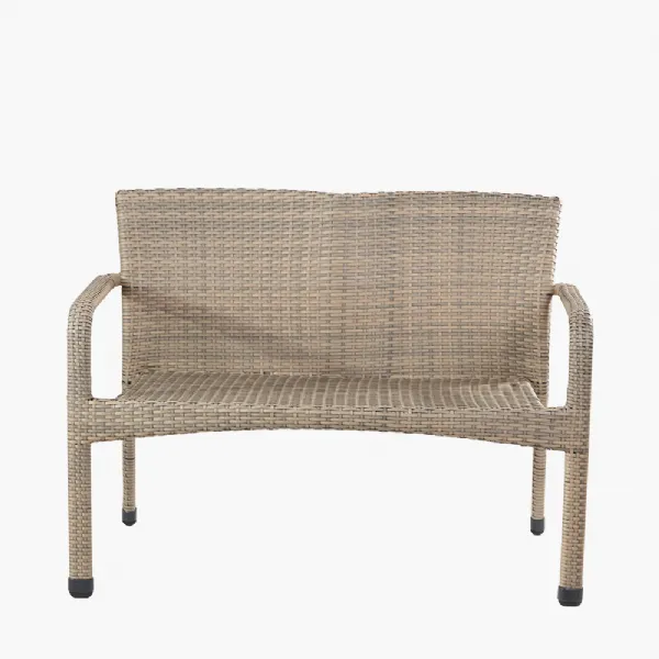 Tobs Outdoor Grey Synthetic Rattan Stacking Bench