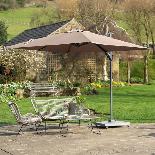 Taupe Fabric 2.7m Square Outdoor Cantilever Parasol