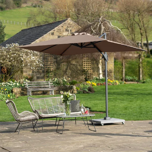 Taupe 360 Degree Outdoor Garden Cantilever Parasol 3m x 2m
