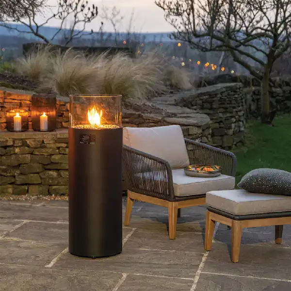 Black Metal Floor Standing 106cm Outdoor Lantern Pillar