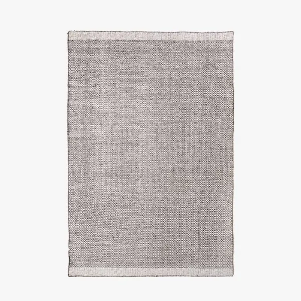 Indoor Outdoor Graphite and White Basket Weave Design Rug