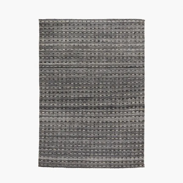Indoor Outdoor Grey Double Stitch Design Rug