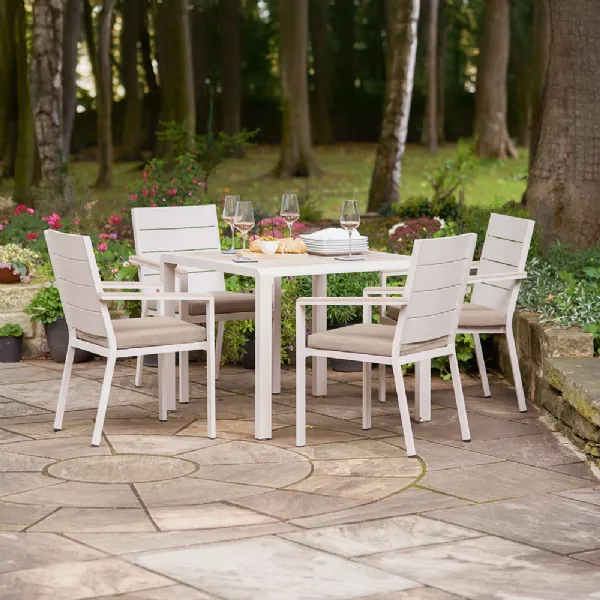 Latte Metal Outdoor 4 Seater Rectangular Dining Set