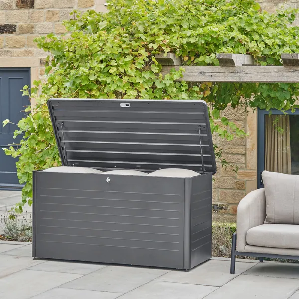 Grey Steel Large Garden Cushion Storage Box