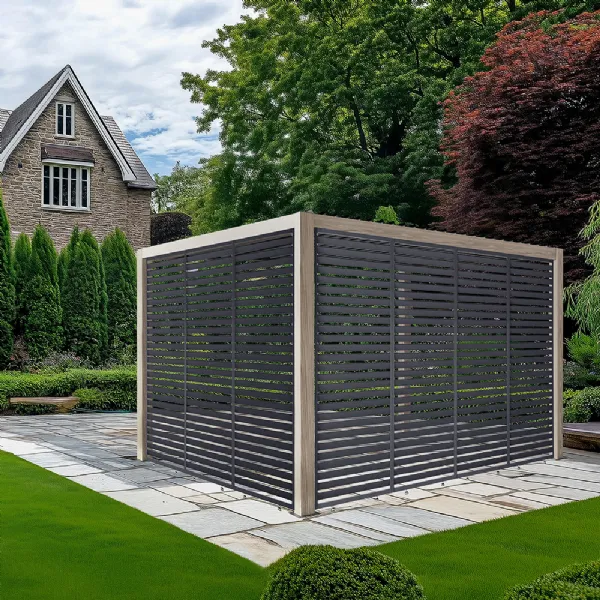 Teak Effect 3.5m x 3.5m Aluminium Pergola with LED Panels