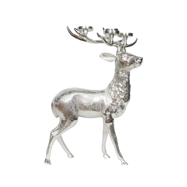 Medium Silver Deer Candlelight Holder with Antler Design 80cm