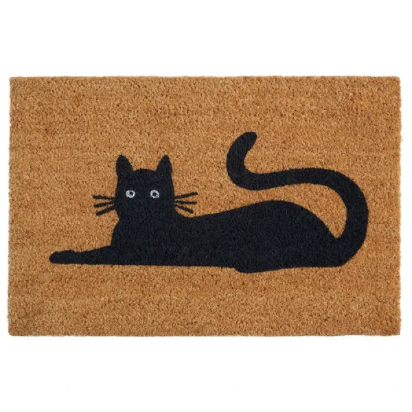 Relaxed Black Cat Doormat