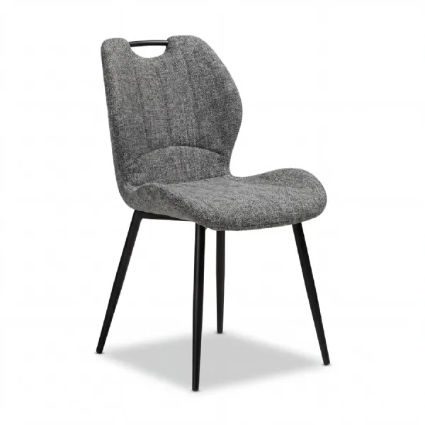 Graphite Fabric Dining Chair with Handle and Metal Legs