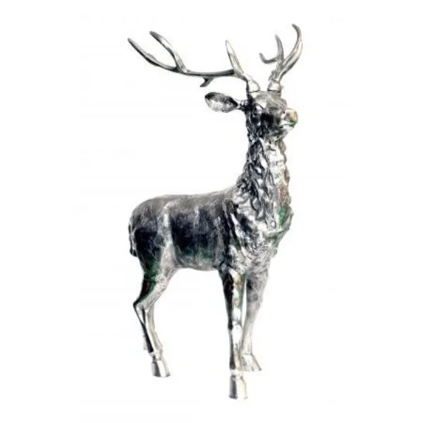 Antique Silver Finish Tall Deer Sculptural Ornament H117cm