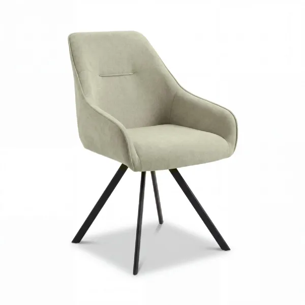 Dark Oatmeal Fabric Swivel Dining Chair Black Legs