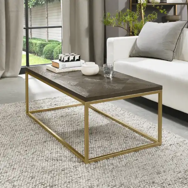 Fumed Dark Oak Parquet Top Coffee Table