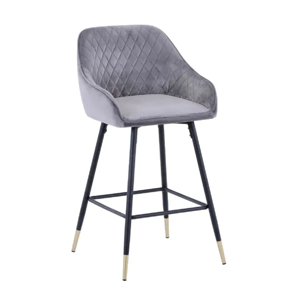 Grey Brushed Velvet Kitchen Bar Stool
