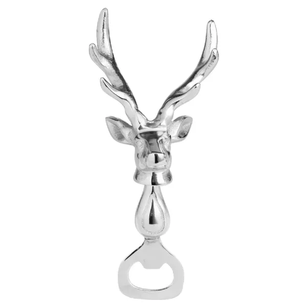 Silver Nickel Stag Head Detail Bottle Opener