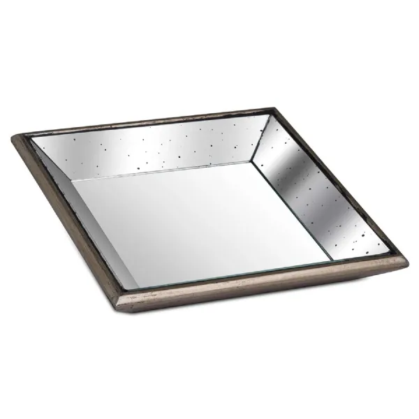 Mirrored Square Tray Wooden Detailing