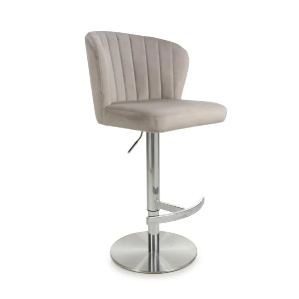 Mink Brushed Velvet Fabric Swivel Bar Stool Steel Base