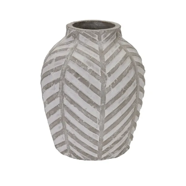 Chevron Stone Vase for Faux Flowers