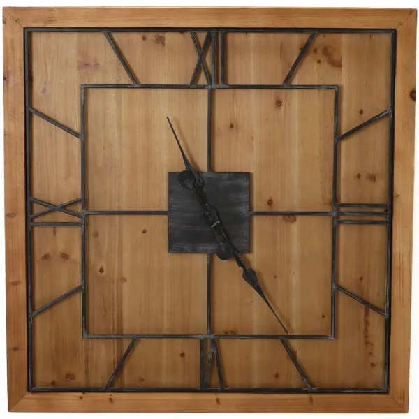 Black Square Wooden Wall Clock