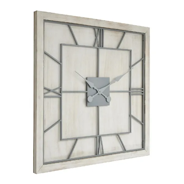 Grey Metal Roman Numeral Square Clock