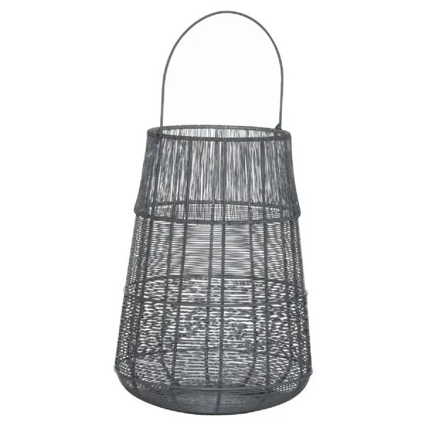 Silver And Grey Wire Conical Lantern