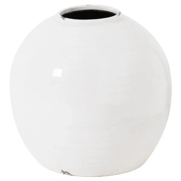White Glazed Round Vase