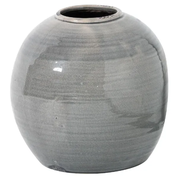 Grey Glazed Round Vase