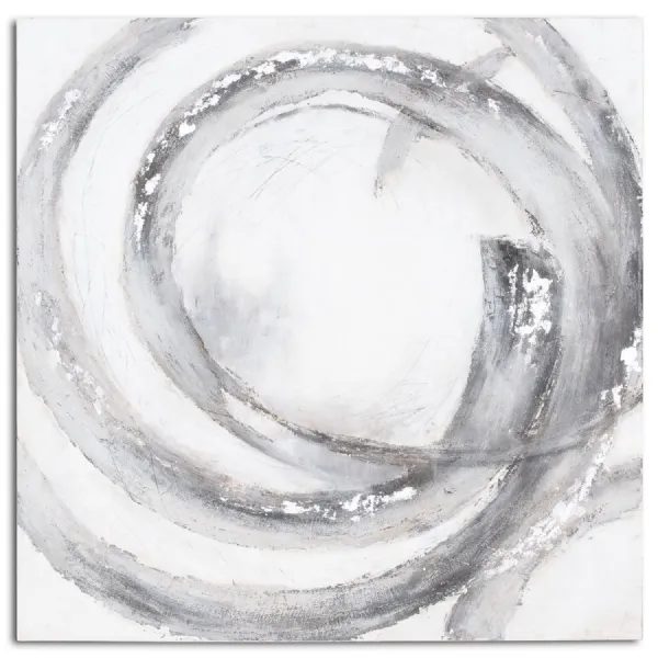 Galaxy Square Silver Metallic And Grey Hand Painted Wall Art Canvas