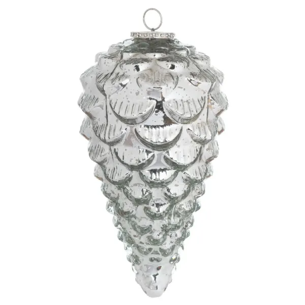 The Noel Collection Silver Teardrop Acorn XL Bauble