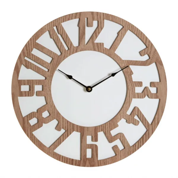 Round Wood Clock Black Pointer On A White Face