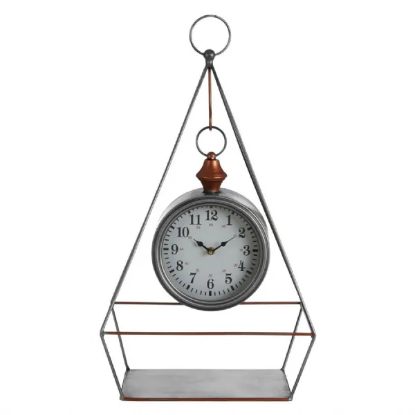 Pyramidic Suspended Mantel Clock In Antique Silver Finish