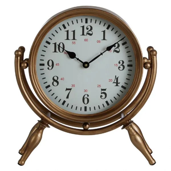 Metal Mantel Clock With Classic White Face