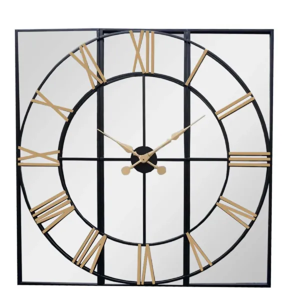 Gold Numeral Black Wall Clock