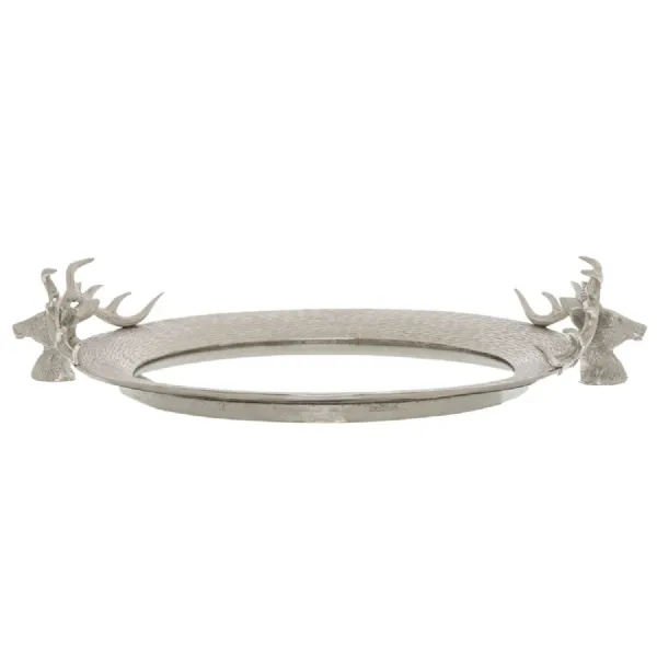 Mirrored Tray With Stag Heads