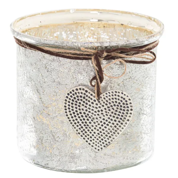 Murcury Hammered Heart Medium Candle Holder