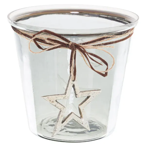 Smoked Hammered Star Candle Holder