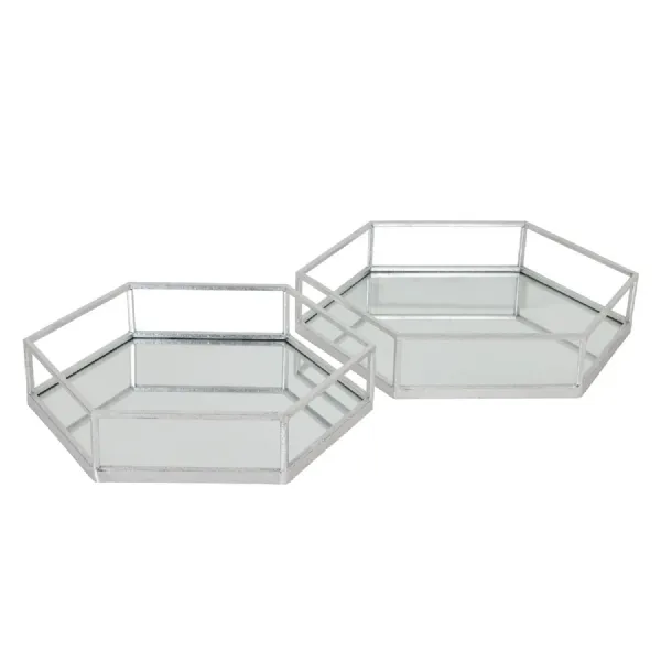 Silver Hexagon Set Of Trays