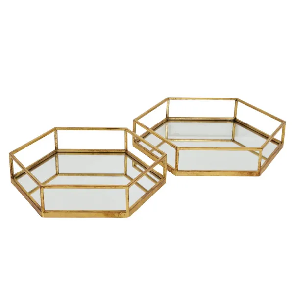 Gold Hexagon Set Of Trays