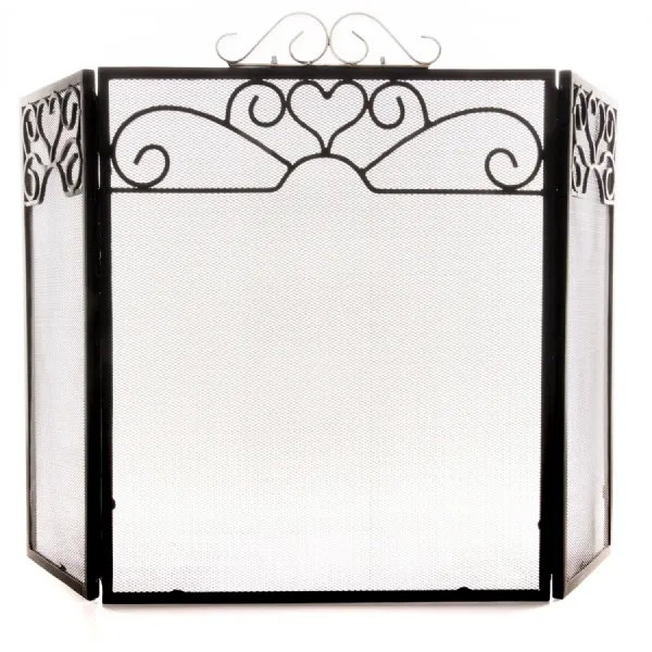 Black Three Fold Fire Screen