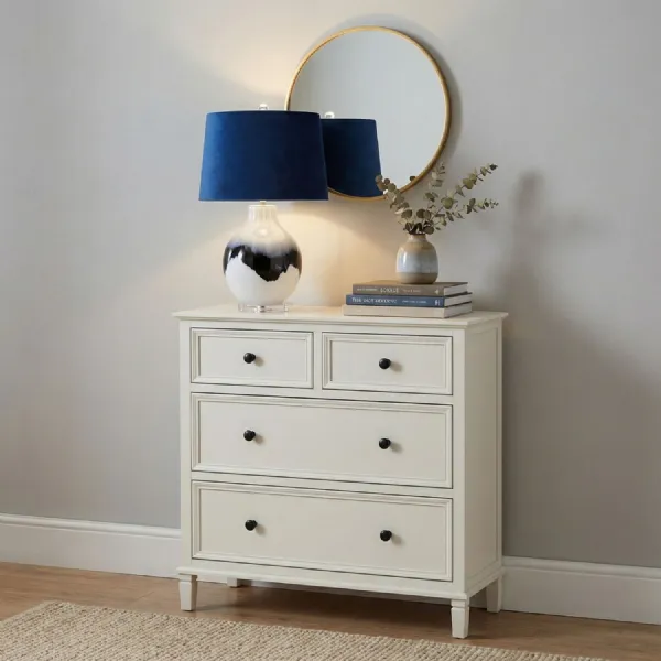 Ice Shadows Table Lamp With Navy Blue Lampshade