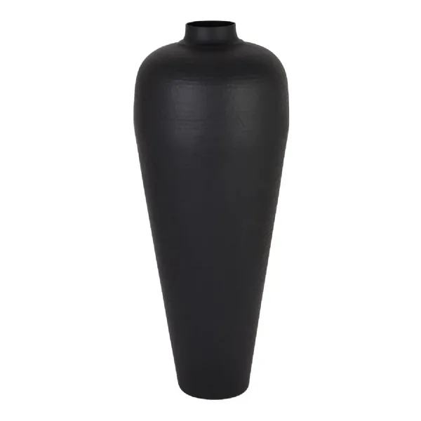 Matt Black Medium Hammered Vase Without Lid