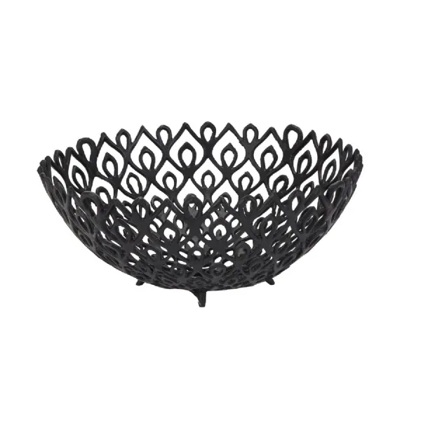 Large Black Cast Lattice Bowl
