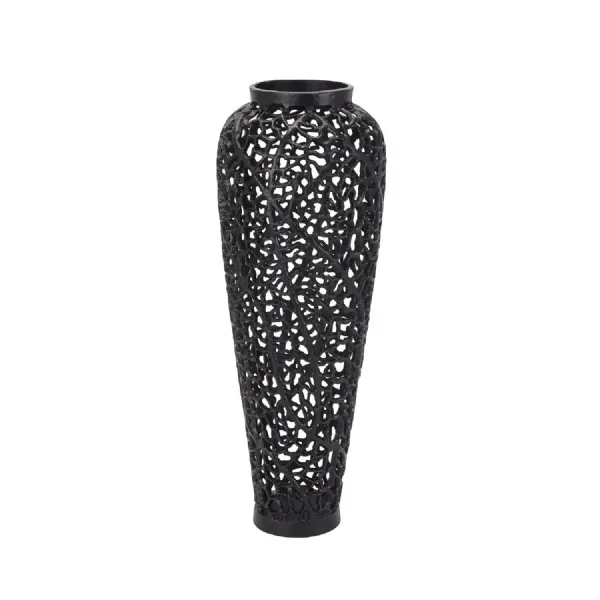 Black Cast Lattice Vase
