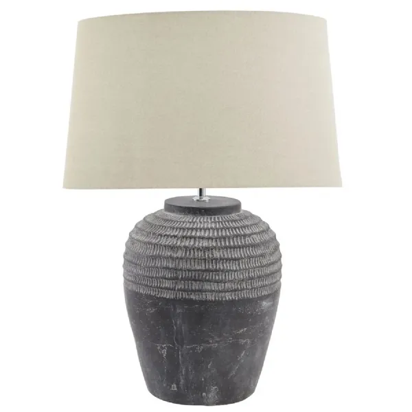 Grey Stone Carved Table Lamp