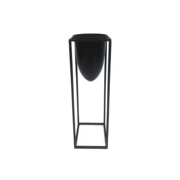 Matt Black Bullet Planter On Black Frame