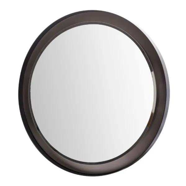 Black Metal Round Wall Mirror with Silver Touch