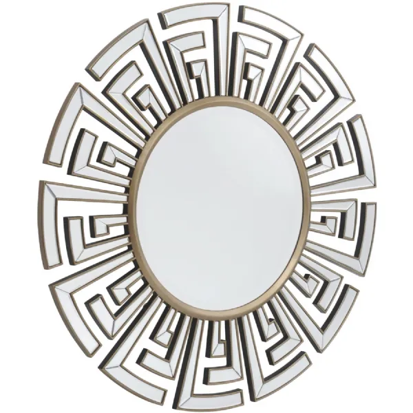 Large Gold Round Geometric Wall Mirror